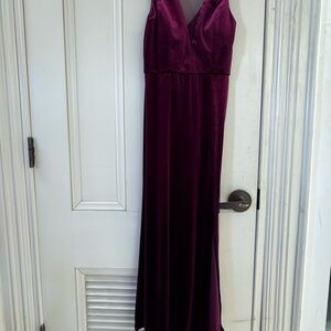 Night Way Collections Velvet Maxi Dress in deep red